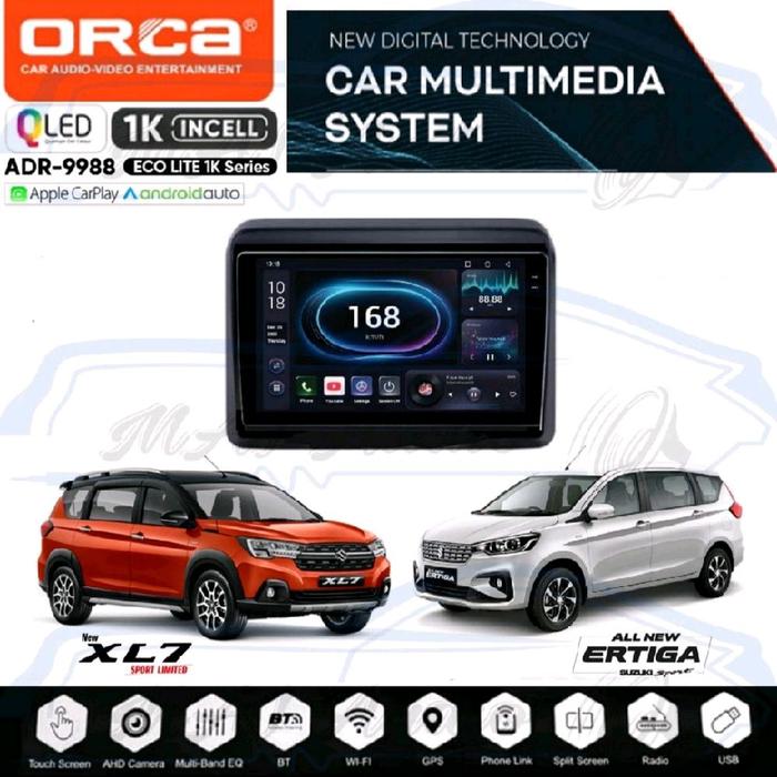 HEAD UNIT TV MOBIL DOUBLE DIN ANDROID MERK ORCA/DHD/SKELETON UNTUK ALL NEW ERTIGA/XL7 LAYAR 9 INCH D