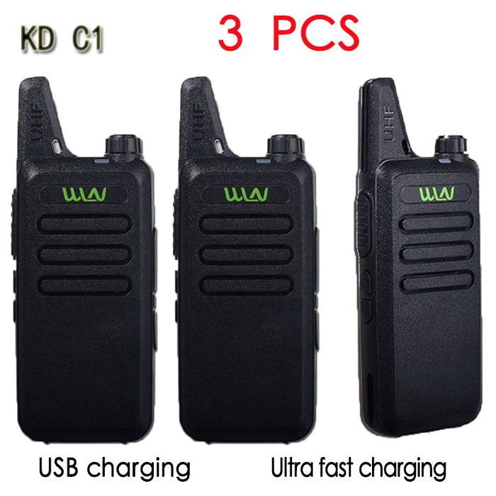 3PCS WLN KD-C1Mini Walkie Talkie Portable Radio UHF 400-470 MHz 5W