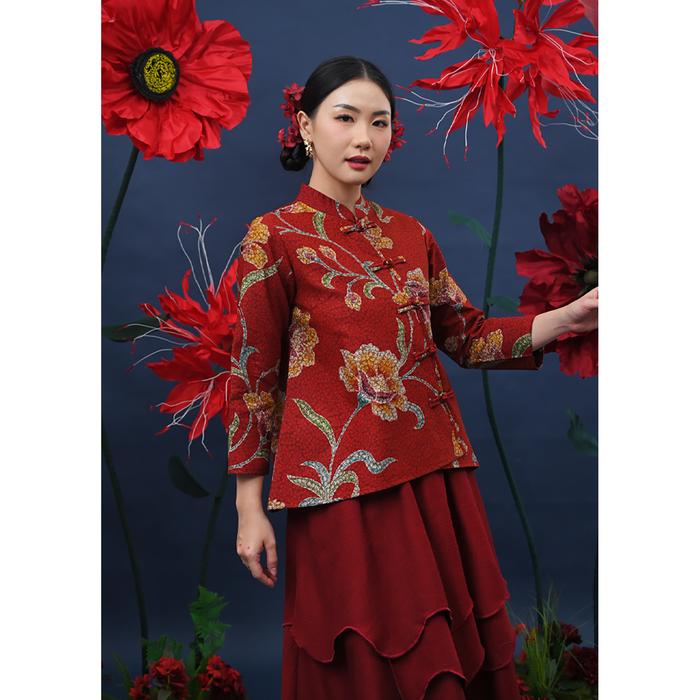 NONA RARA - Vivi Encim CNY T5241, Baju kerja batik blouse wanita modern