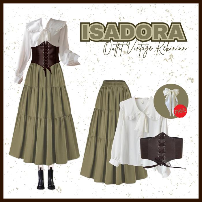 [Hijab Frendly] OOTD Yearbook Narnia Outfit | Setelan 3in1 Photo Album Kekinian (Blouse Pita + Belt 