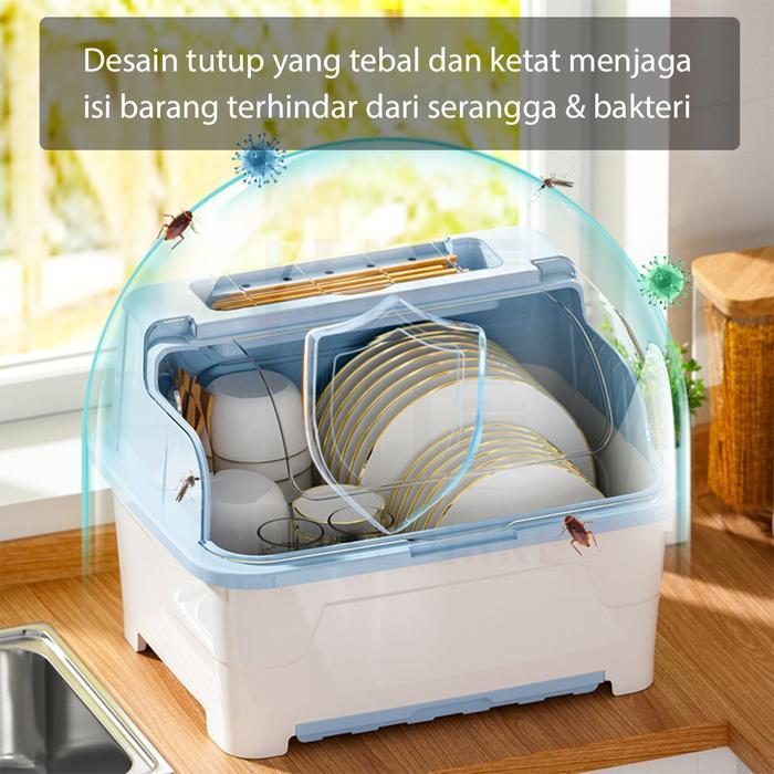 Hugo Rak Pengering Piring Mangkok Rak Piring Plastik Dengan Tutup Rak Piring Mangkok Sendok Garpu Ra
