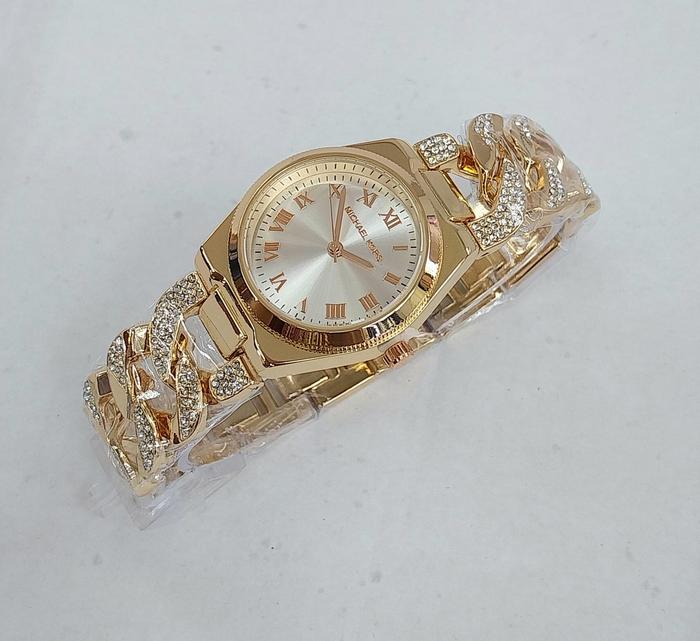 Jam Tangan Pria Wanita Unisex Analog Stainless Steel Michael Kors Channing Curb Link Diamond Strap M