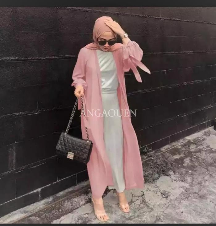 Angoeun - Mahira Outer  035 Wanita Panjang Tebal Tidak Nerawang Bahan Crinkle Airflow Ukuran M L XL 