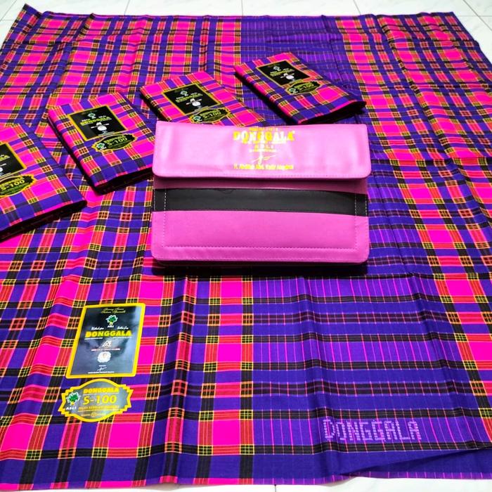 SARUNG DONGGALA ORIGINAL KBS  FULL SUTRA JAIT TENGAH WARNA PINK FANTA