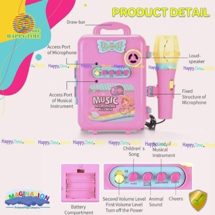 MAINAN ANAK MICROPHONE KARAOKE MUSIC BOX KOPER MUSIK EDUKASI HOBBY NYANYI SAMBUNG HP KADO