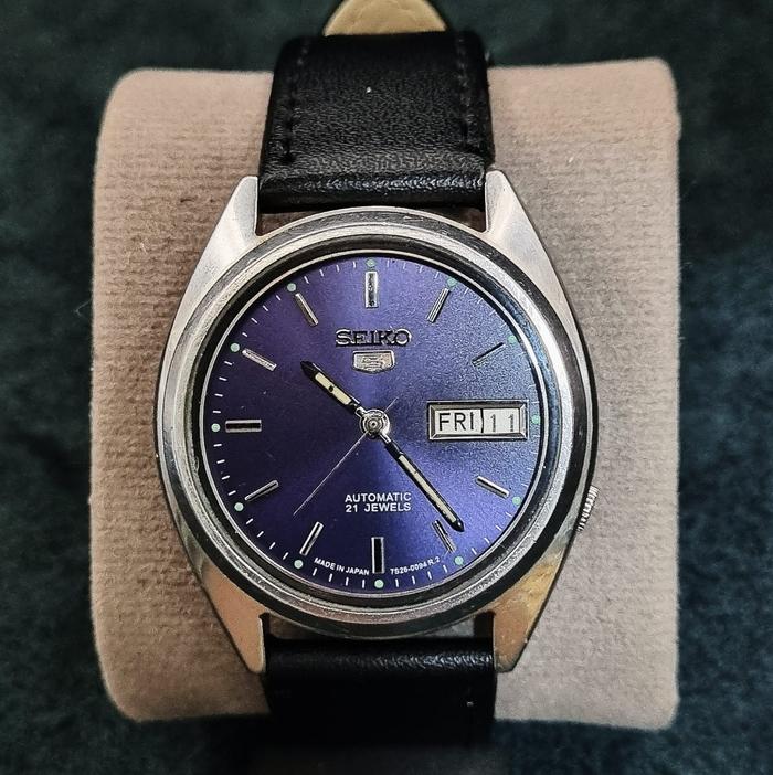 Seiko 5 Automatic 7009-8730 Deep Blue Sunburst Jam Tangan Pria Original Bekas