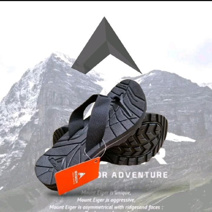 Eiger Sandal Jepit Gunung Tali Hitam Motif Pria Wanita Bonus Tas Jaring Insole Eva Sol 2.7 cm Karet 