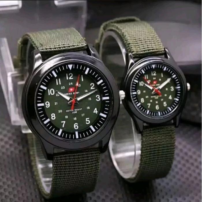 Jam Tangan Swiss Army couple canvas Analog fashion cowok cewek  murah   S1137