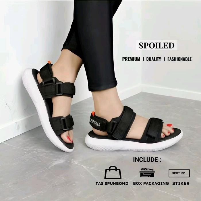 SPOILED Sandal Wanita Premium Quality Fashionable Include Tas Spunbond Box Packaging Stiker Hitam
