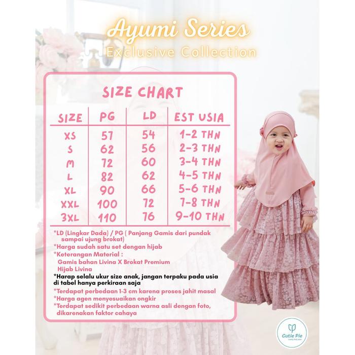 AYUMI GAMIS GAUN BAJU PESTA ANAK BRUKAT SUSUN TILE  SNOW DOTTY DOT MEWAH SET HIJAB USIA 1-11 tahun