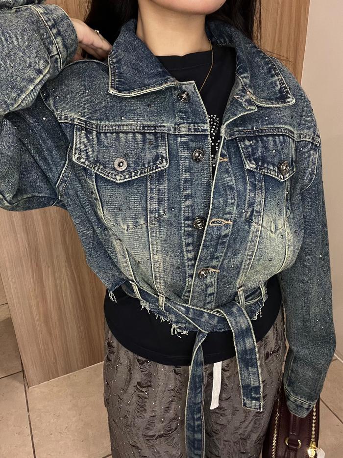 [JOHN JOANN] OUTER JAKET DENIM CROP BLING BLING | ATASAN OUTER JAKET DENIM WANITA PREMIUM KULITAS IM