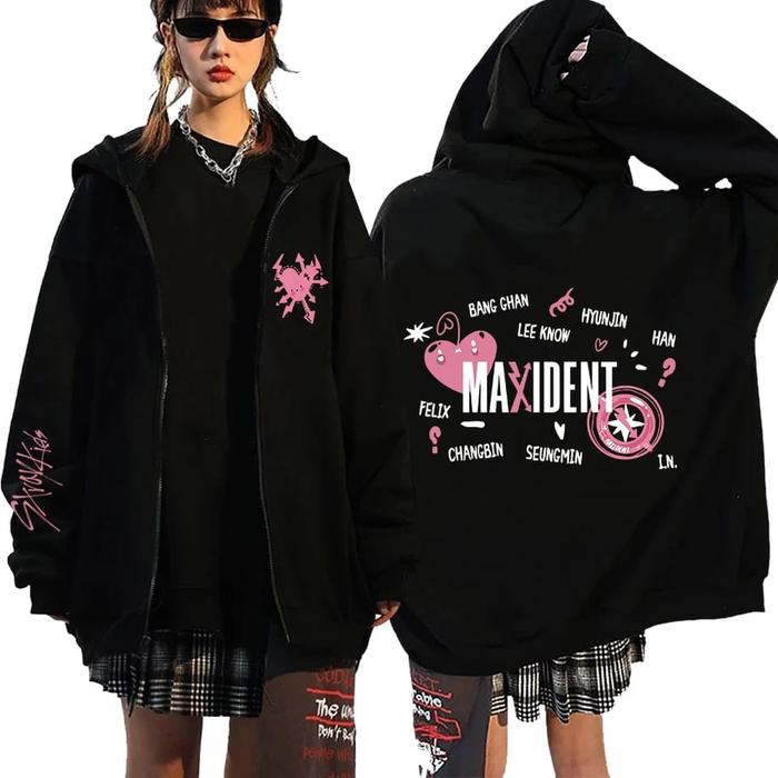 Hoodie Zipper Stray kids Maxident Oversize Kpop Changbin Felix Seungmin Hoodie Resleting Stray Kids