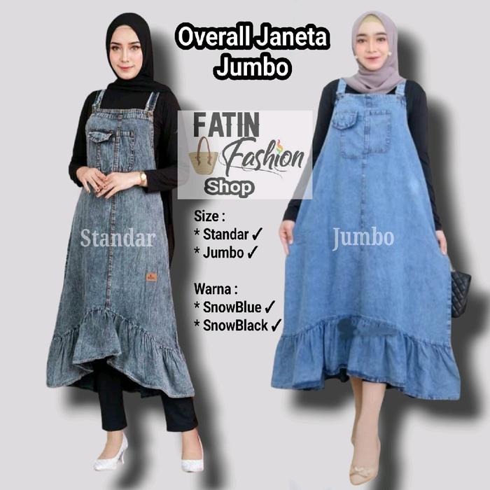 Baju Kodok Rok Wanita Bahan Jeans Size Standar Dan Jumbo Overall Casual Cewek Kekinian Viral Rumbai 