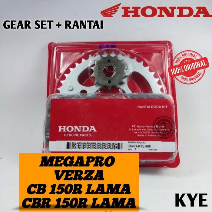 Gear Set + Rantai Kye Motor MEGAPRO, VERZA, CB 150R, CBR 150R LAMA Original AHM