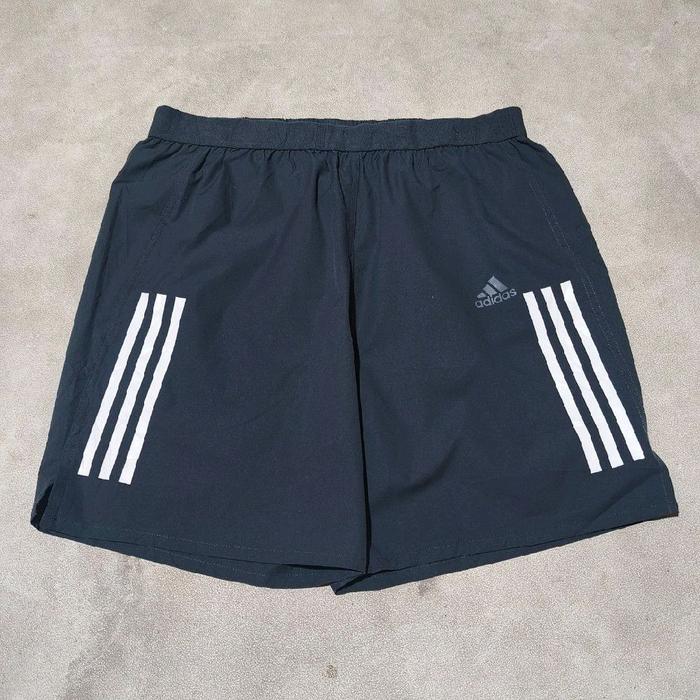 Celana pendek olahraga lari running Adidas aeroready abu liris putih bekas