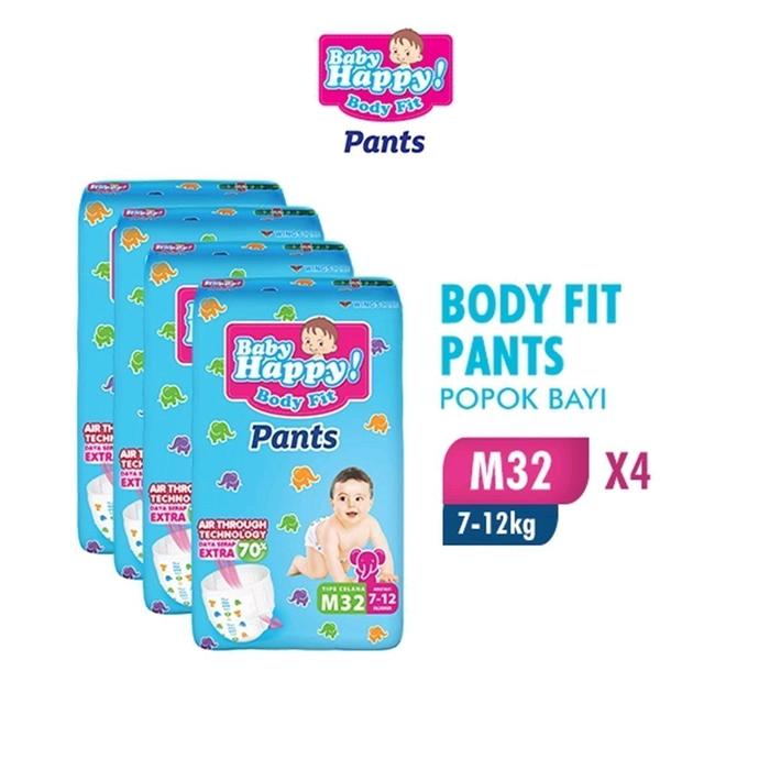 PAMPERS BABY HAPPY MODEL CELANA SIZE M 1 KARTON ISI 4X32pcs