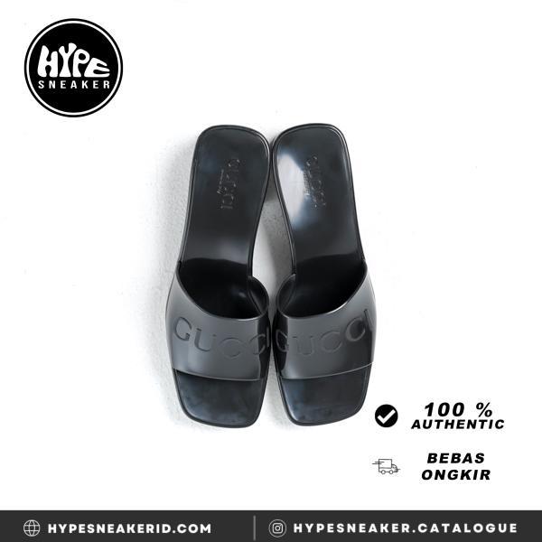 SANDAL GUCCI RUBBER BLACK HEELS SANDAL 100% ORIGINAL