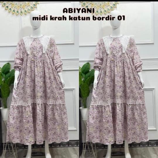 MIDI ABIYAN KRAH KATUN BORDIR adem Dress