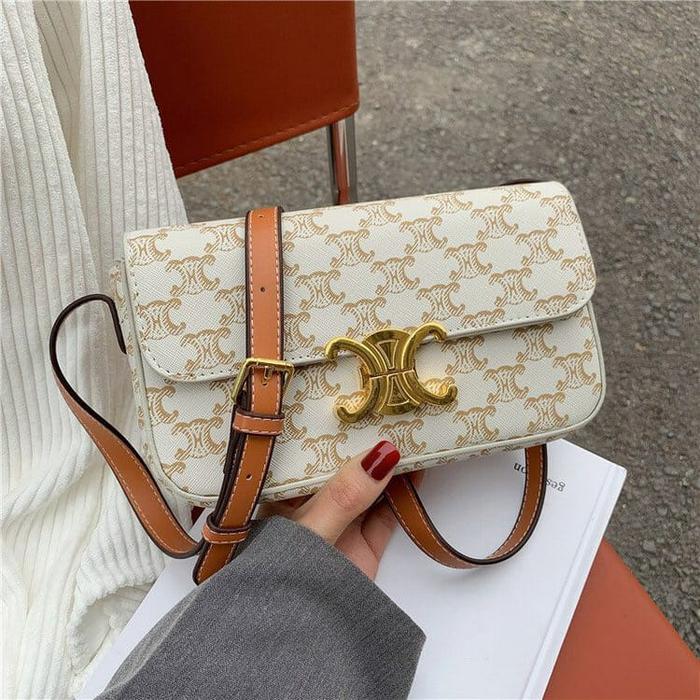 BJ65733 - BEIGE/BLACK/BROWN/COFFEE - TAS SLEMPANG MOTIF IMPORT TAS WANITA FASHION IMPORT MODIS ELEGA