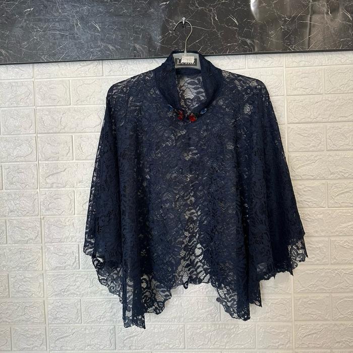 LUIRE Cape Shanghai Full Brukat - Anggun & Modern dengan Kerah Shanghai dan Bros Cantik untuk Kondan