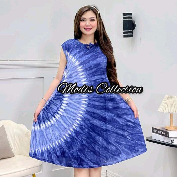 Daster Yukensi Kaos Jumbo Lengan Pendek Tanpa Lengan Model Kotak Dada Tali Depan Panjang Dress Selut