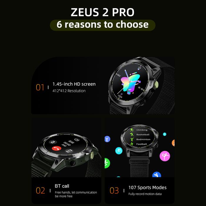 LOKMAT ZEUS 2 PRO Smart Watch Men 1.45” BT Call Fitness Tracker IP68