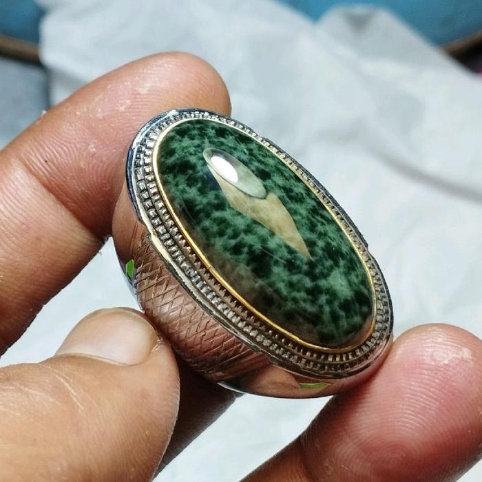 batu cincin giok nabire jadite jade papua totol motif keristal natural