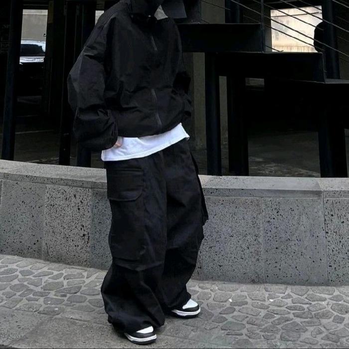 GU Superwide Cargo Ballon Pants Black