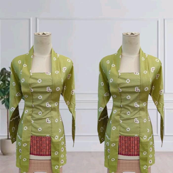 STOK TERBATAS Atasan Kebaya Jumputan Kutu Baru Wanita Model Gadis Kretek Batik Kain Katun Dress Panj