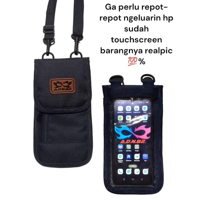 tas hp leher gantung mika touchscreen polosan terbaru  tas hp dompet pria/wanita tas dompet hp hangi