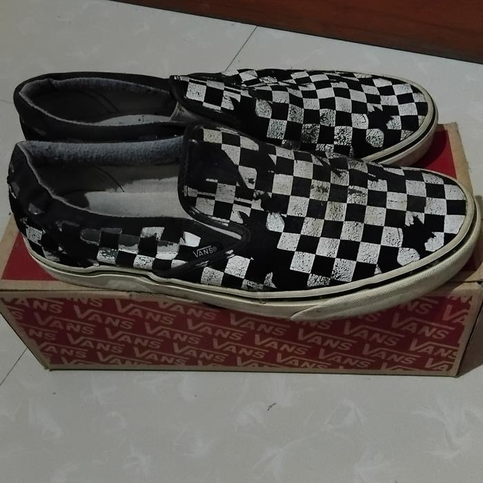 Vans Classic Slip-On Distressed Checkerboard Black White - Original Second