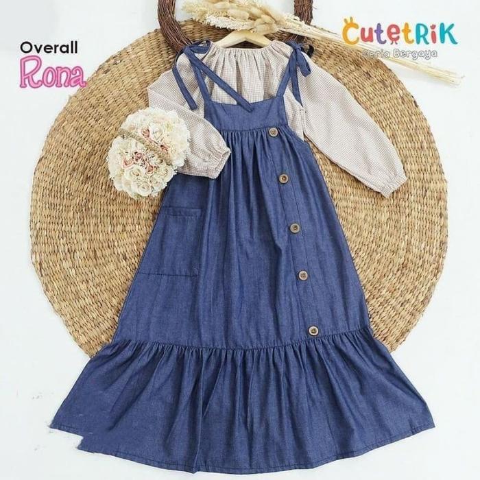 Rona Overall Set 2in1 - Setelan Anak Perempuan 7-15 Tahun Remaja Tanggung M L XL Baju Kodok