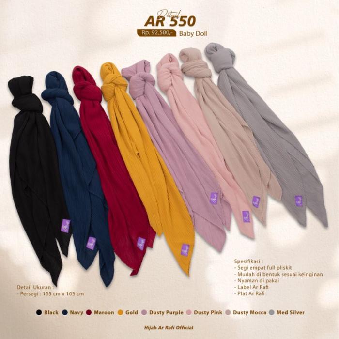 Hijab Arrafi Segi Empat Plisket AR 550