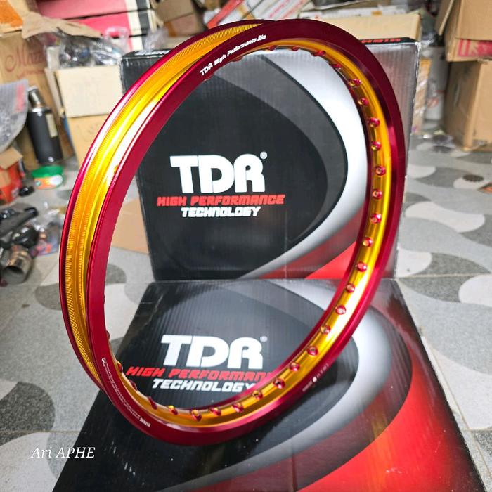 PROMO velg TDR racing WX twotone 160 ring 17 hole 36 W shape warna red gold - rim alloy almunium two