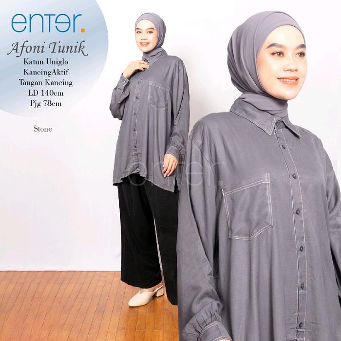 Tunik Jumbo Afoni LD 140 4XL XXXXL Bahan Katun Uniqlo Adem by Enter Tunik Pakaian Jumbo Atasan Baju
