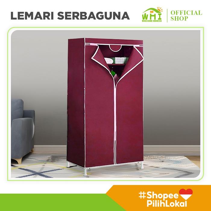 World Home Lemari Pakaian Kain 2 Sisi Lemari Portable Lemari Lemari Kain Resleting Minimalis