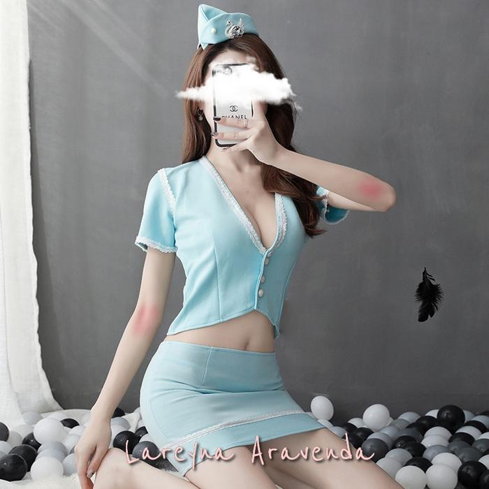 Lareya Aravenda COD BISA Lingerie Sexy Big Size Cosplay Godaan Pramugari LG124 Bahan Spandex Blends 