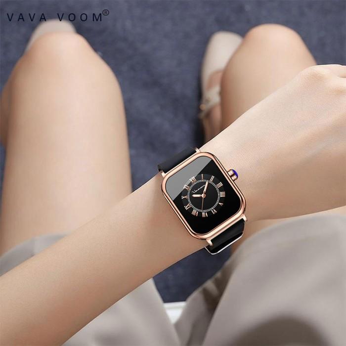 Jam Tangan Wanita Vava Voom 2392 Elegan Karet Original Kotak Kado Gift