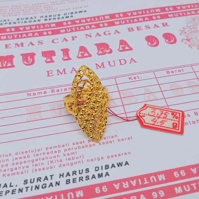 CINCIN DEWSA MOTIP DUBAI EMAS MUDA DAPAT SURAT RESMI DARI TOKO PERHIASAN WANITA TERBARU ELEGAN