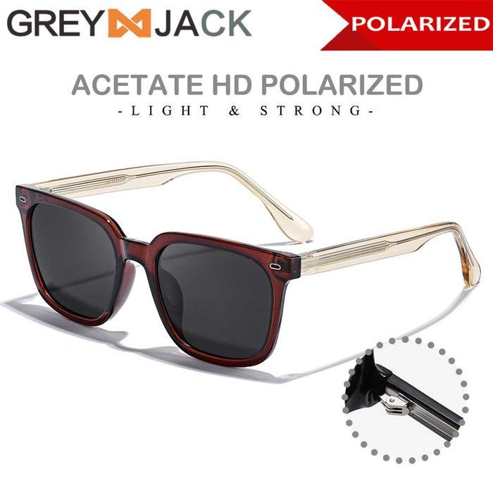 Grey Jack Kacamata Hitam Sunglasses Polarized Anti Silau UV400 Model Kotak TR90+Acetate Fashion Laki