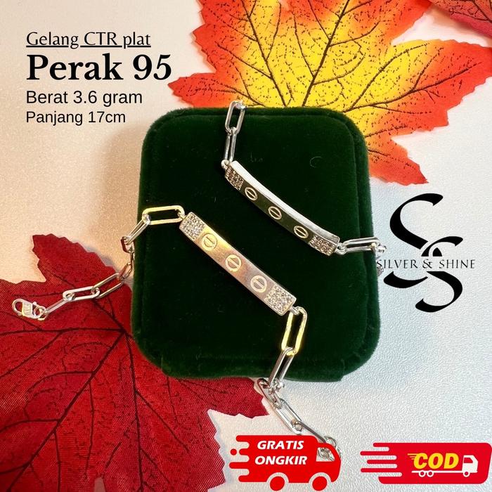 Gelang plat Ctr kecil gelang rantai wanita rantai paperklip