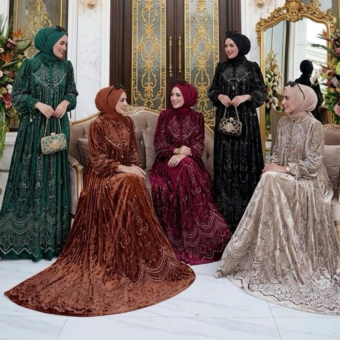 BY SHR ORI TERBARU READY MAXI DRESS RATU MAHKOTA BLUDRU SWAROSKYY BY SHR