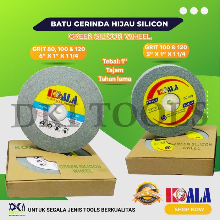 KOALA Mata Batu Poles Gerinda Duduk Hijau Silicon GC Asah Pisau 5" dan 6" x 1 1/4" Inch