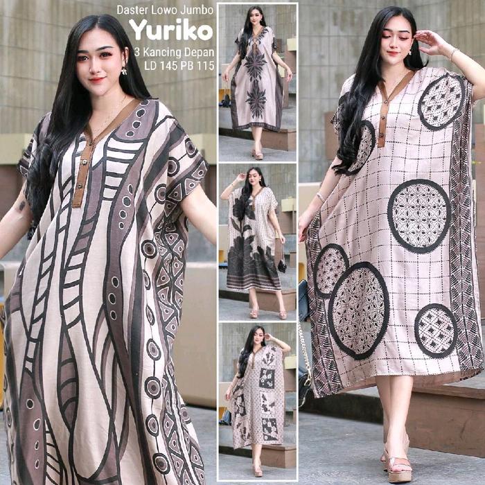 Daster kekinian SoftRay Yuriko Lowo Jumbo LD 140 merk Mumbul-tidak luntur di tanggan, Busui Kancing 