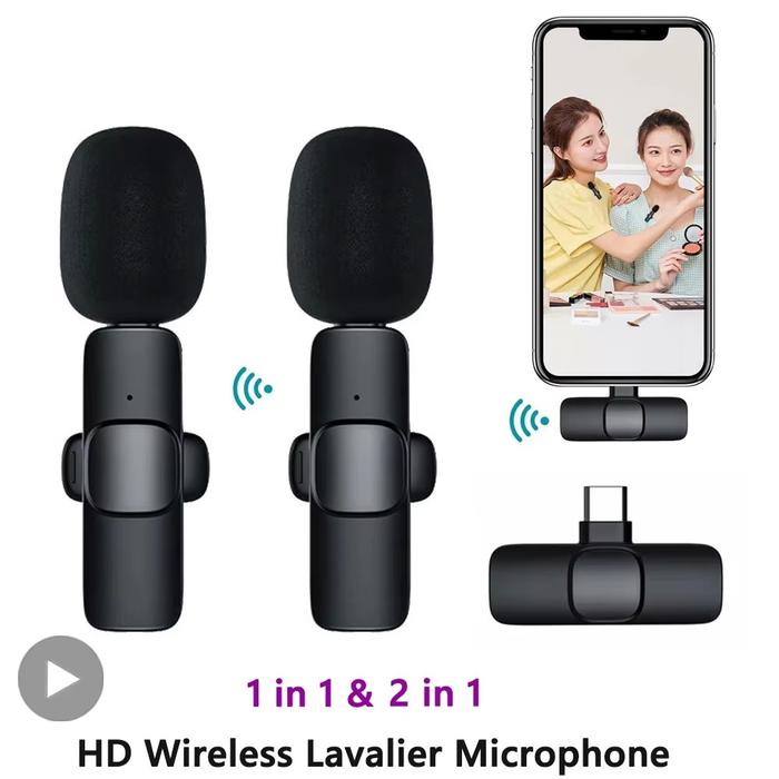 2 Mic Mikrofon clip on Nirkabel Wireless/berkendara gratis/Pasang dan mainkan Mic Portabel Audio Vid