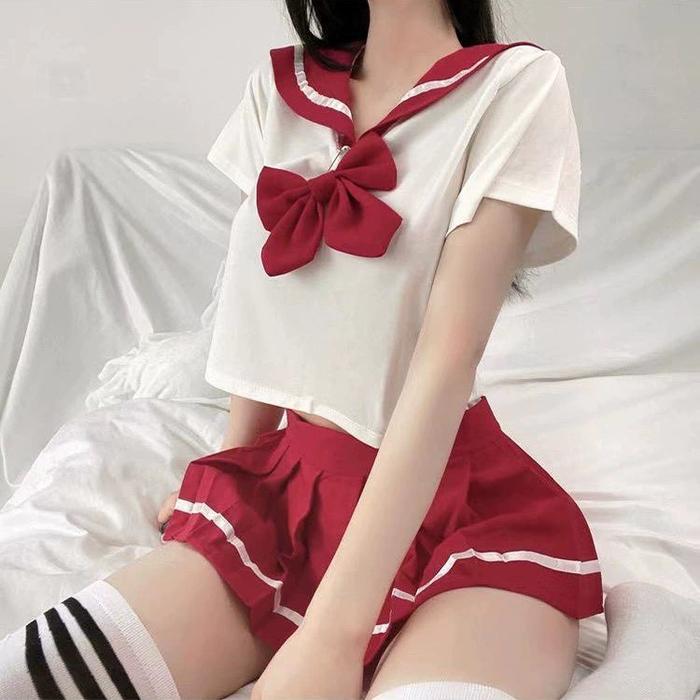 Termurah !! GrosirLucky- Lingerie Copslay School Uniform Sexy / Baju Tidur Sexy Wanita / Sexy Cospla
