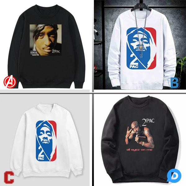 Sweater 2Pac Tupac Shakur Crewneck Bahan Cotton Fleece | Ready Stock Siap Kirim | Langsung Order Aja