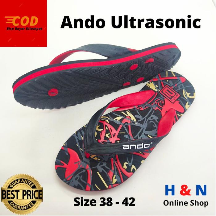 Ando Sandal Jepit Ultrasonic Original MD0050 - Motif Distro Pria, Bahan Embo, Nyaman & Tahan Lama, S
