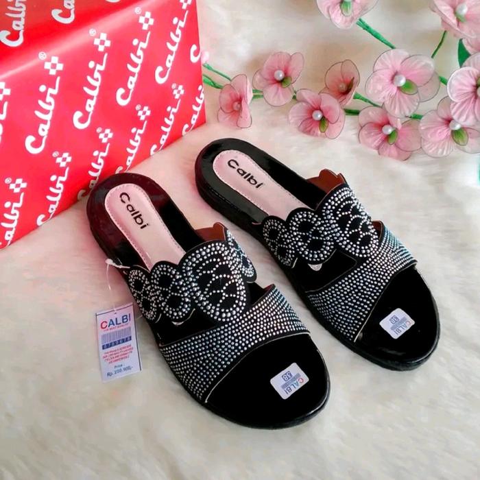 TERBARU SANDAL WANITA TEPLEK CALBI SLIP ON SANDAL SLOP FLAT Cewek Sendal Pesta