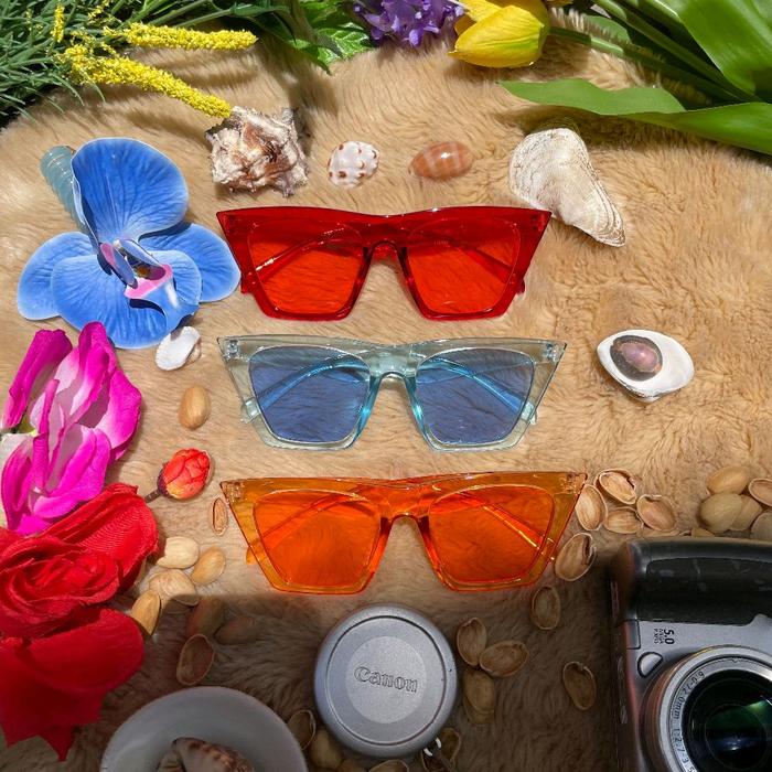 clear agnezmo cat eye oversized square candy orange blue red big frame sunglasses women eyewear